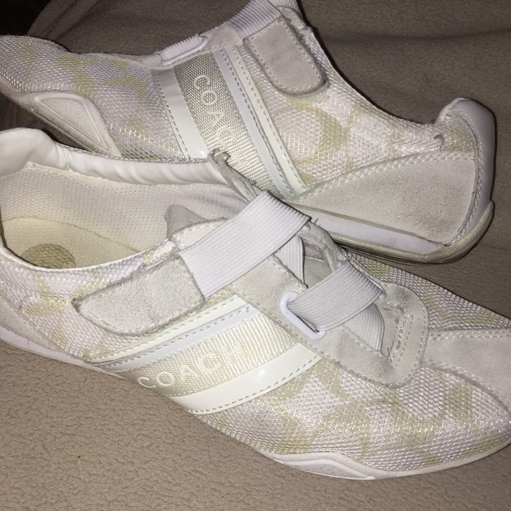 Coach; Jenny; white/grey slip ons